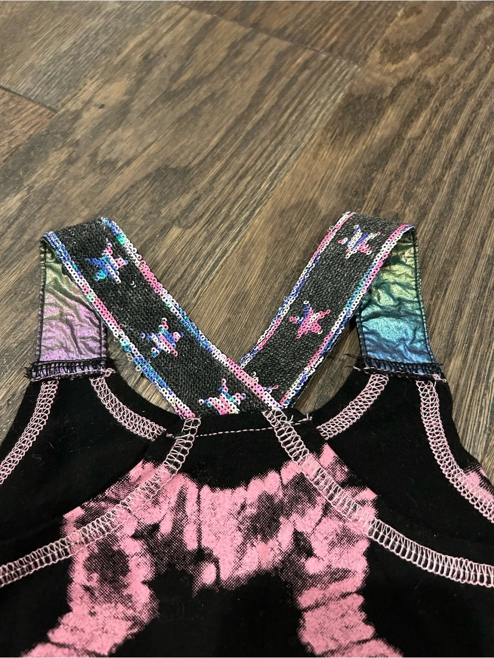 Baby Sara Black Dress with Pink Tie-Dye Stars- Sequin and Stud detailing Size 3T